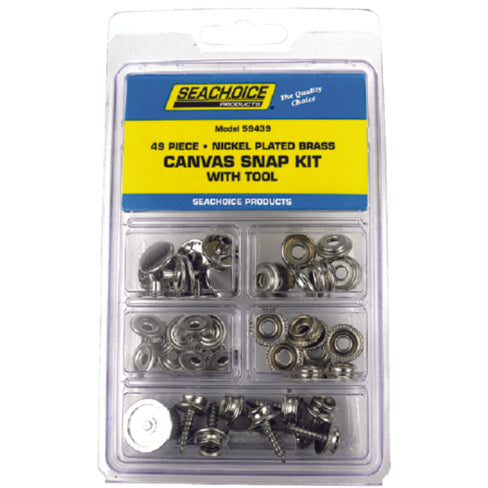 Seachoice Nickel Plated Brass Canvas Snap Kit With Tool - 49 Piece 50-59439