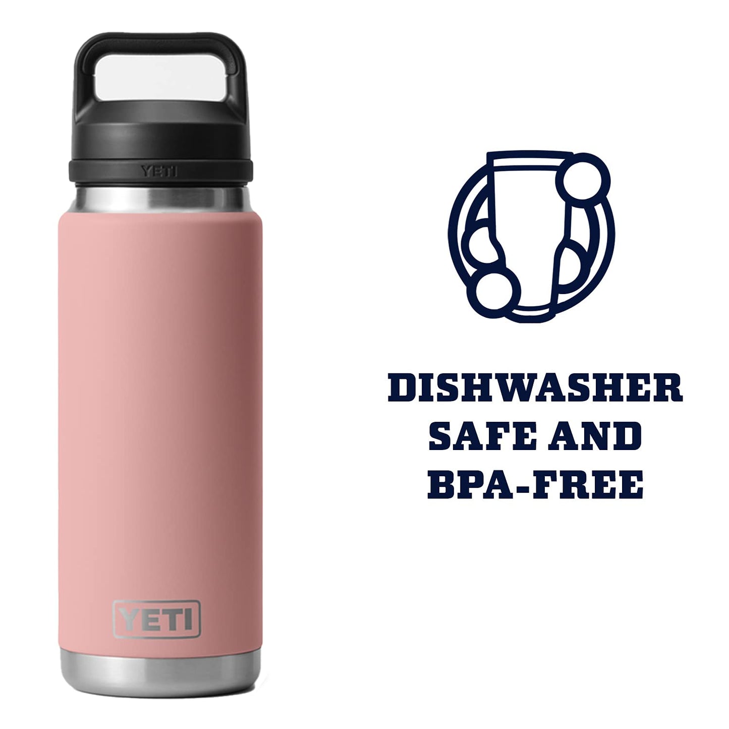 YETI Rambler 26 oz Bottle, Vacuum Insulated, Stainless Steel with Chug Cap, Navy