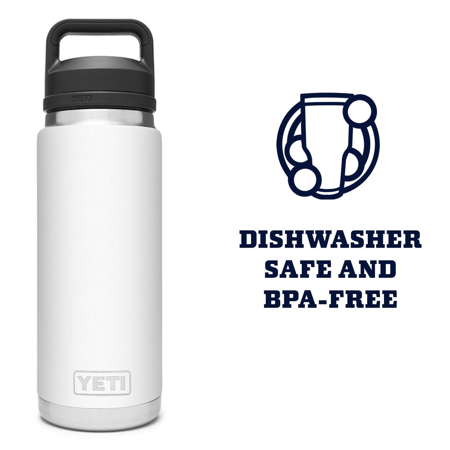 YETI Rambler 26 oz Bottle, Vacuum Insulated, Stainless Steel with Chug Cap, Navy