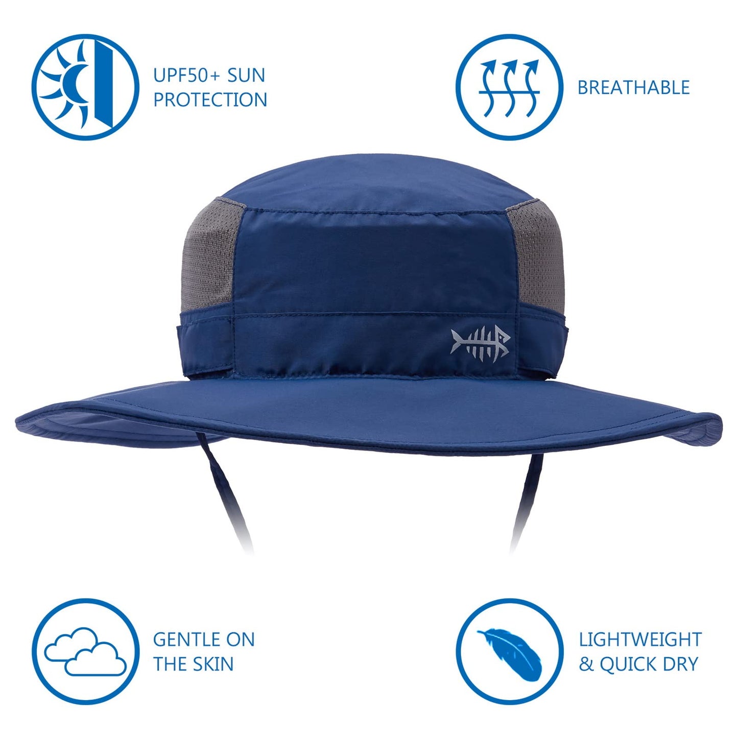 Bassdash UPF 50+ Sun Fishing Hat Water Resistant with Detachable Neck Flap