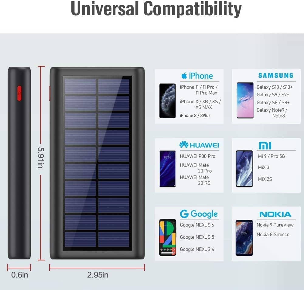 Solar Charger, 26800mAh Solar Power Battery Bank