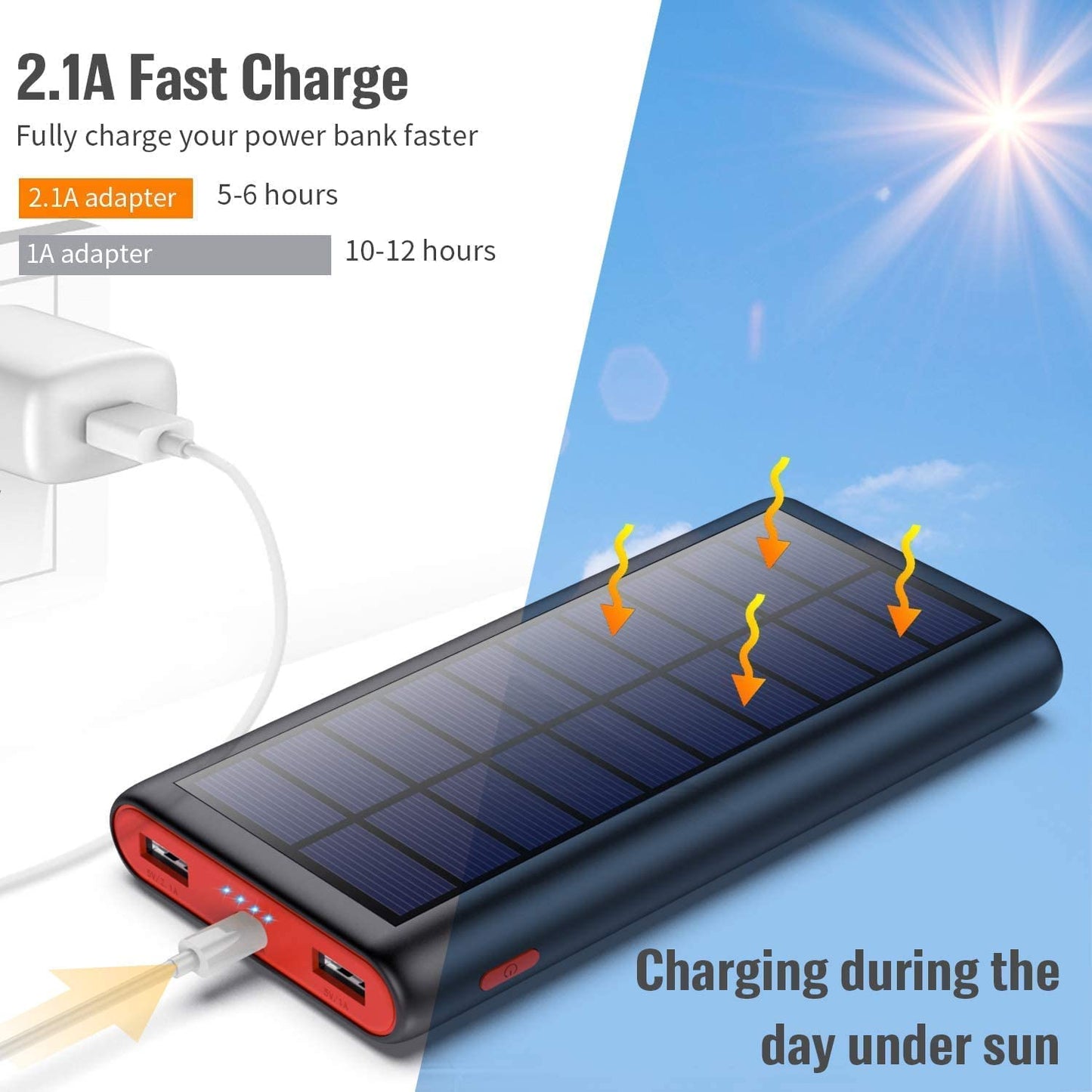 Solar Charger, 26800mAh Solar Power Battery Bank