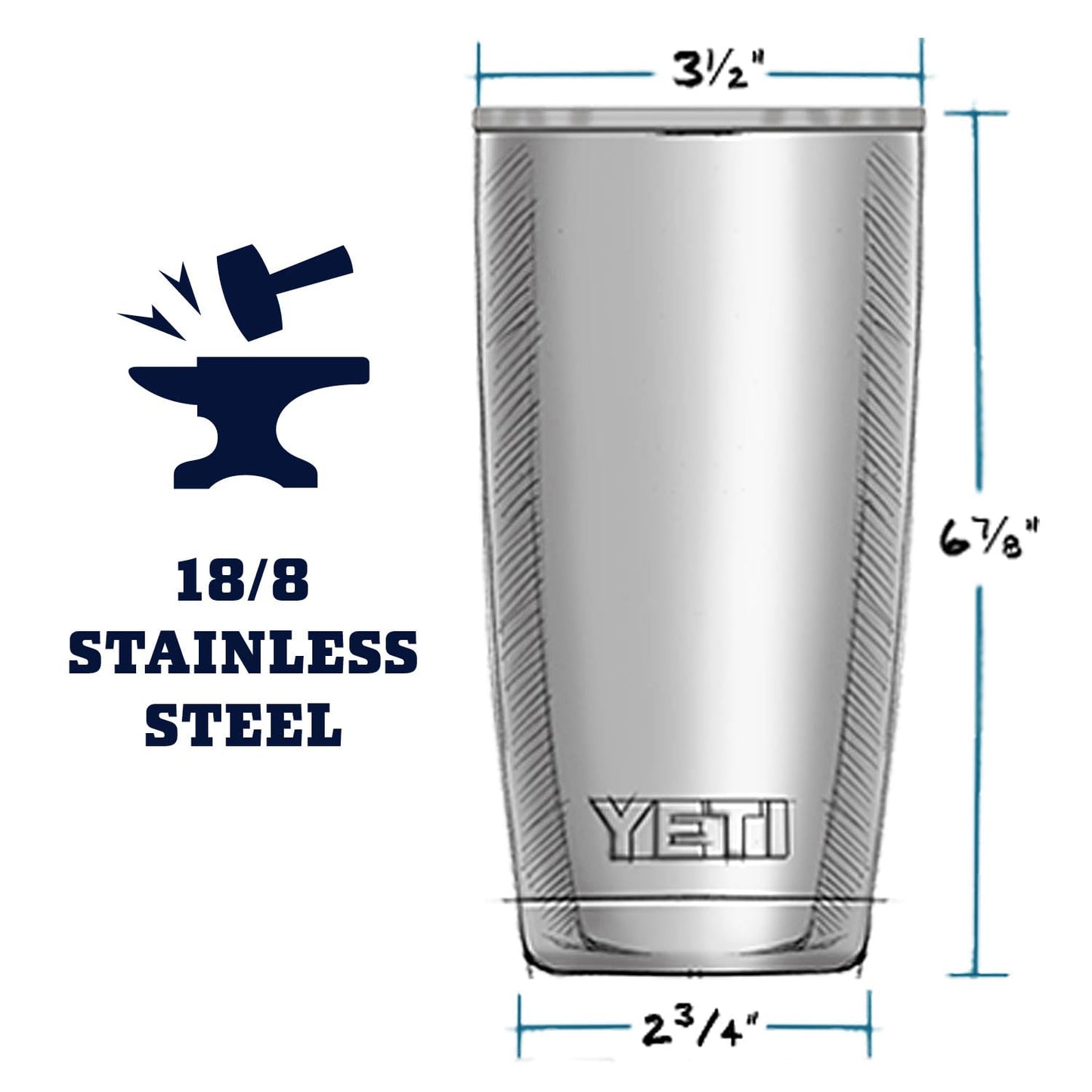 YETI Rambler 20 oz Stainless Steel Vacuum Insulated Tumbler w/MagSlider Lid