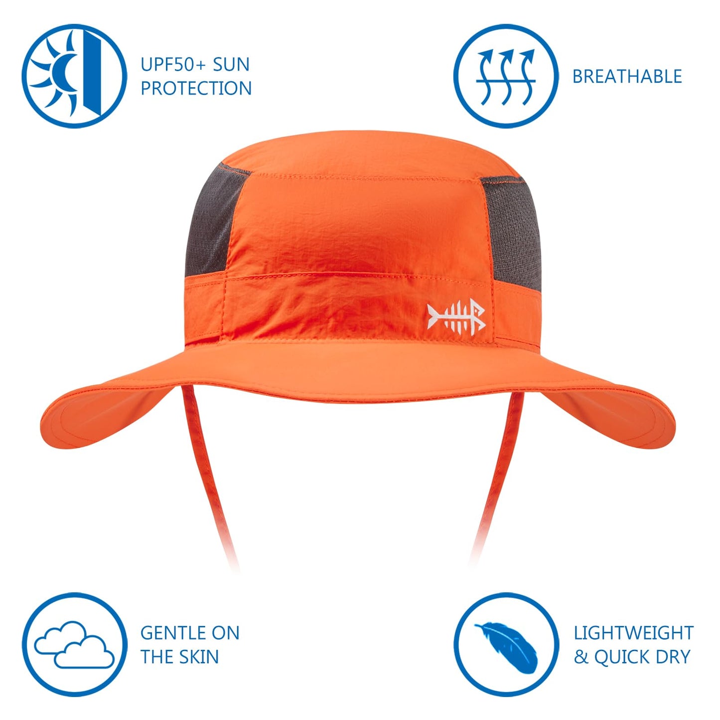 Bassdash UPF 50+ Sun Fishing Hat Water Resistant with Detachable Neck Flap