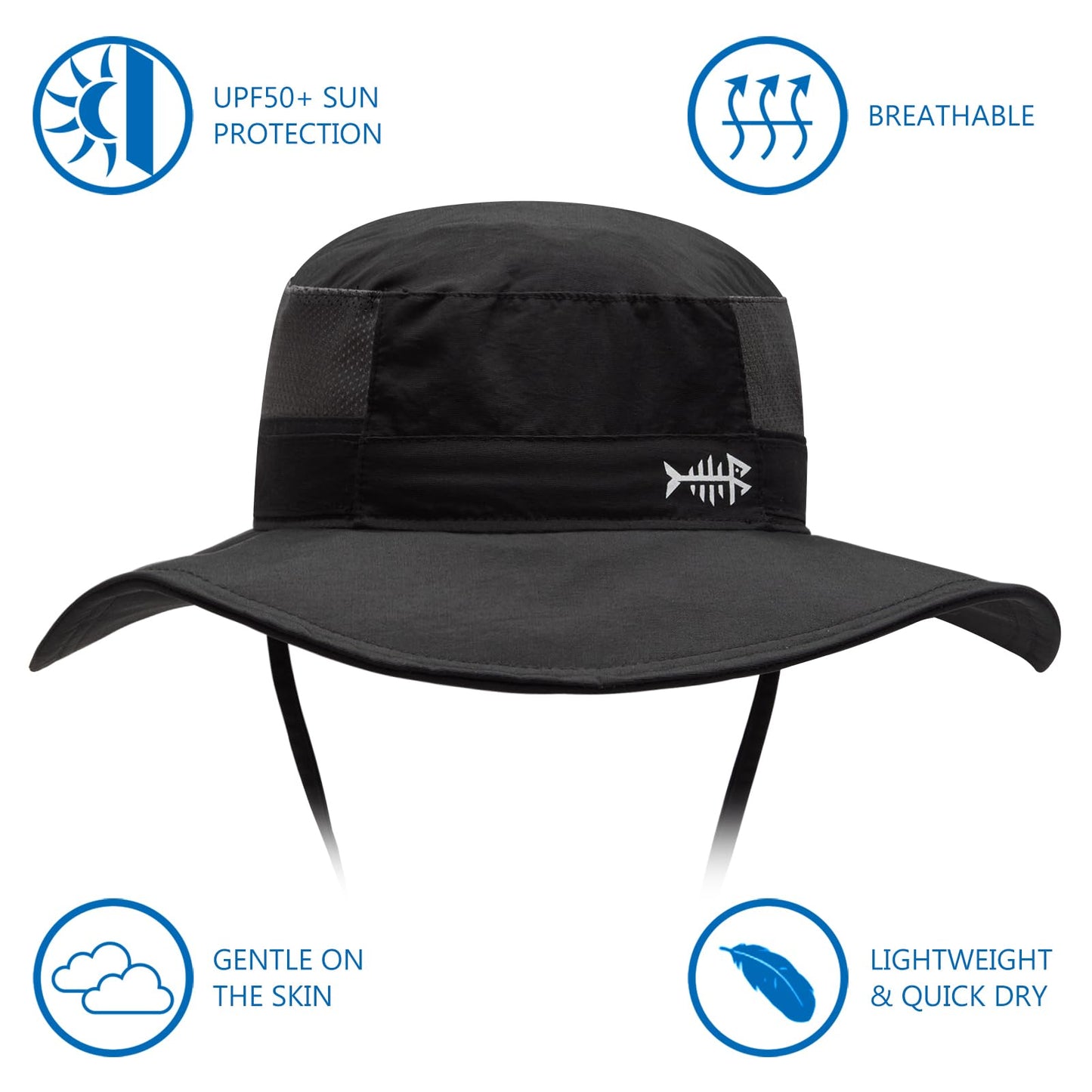 Bassdash UPF 50+ Sun Fishing Hat Water Resistant with Detachable Neck Flap