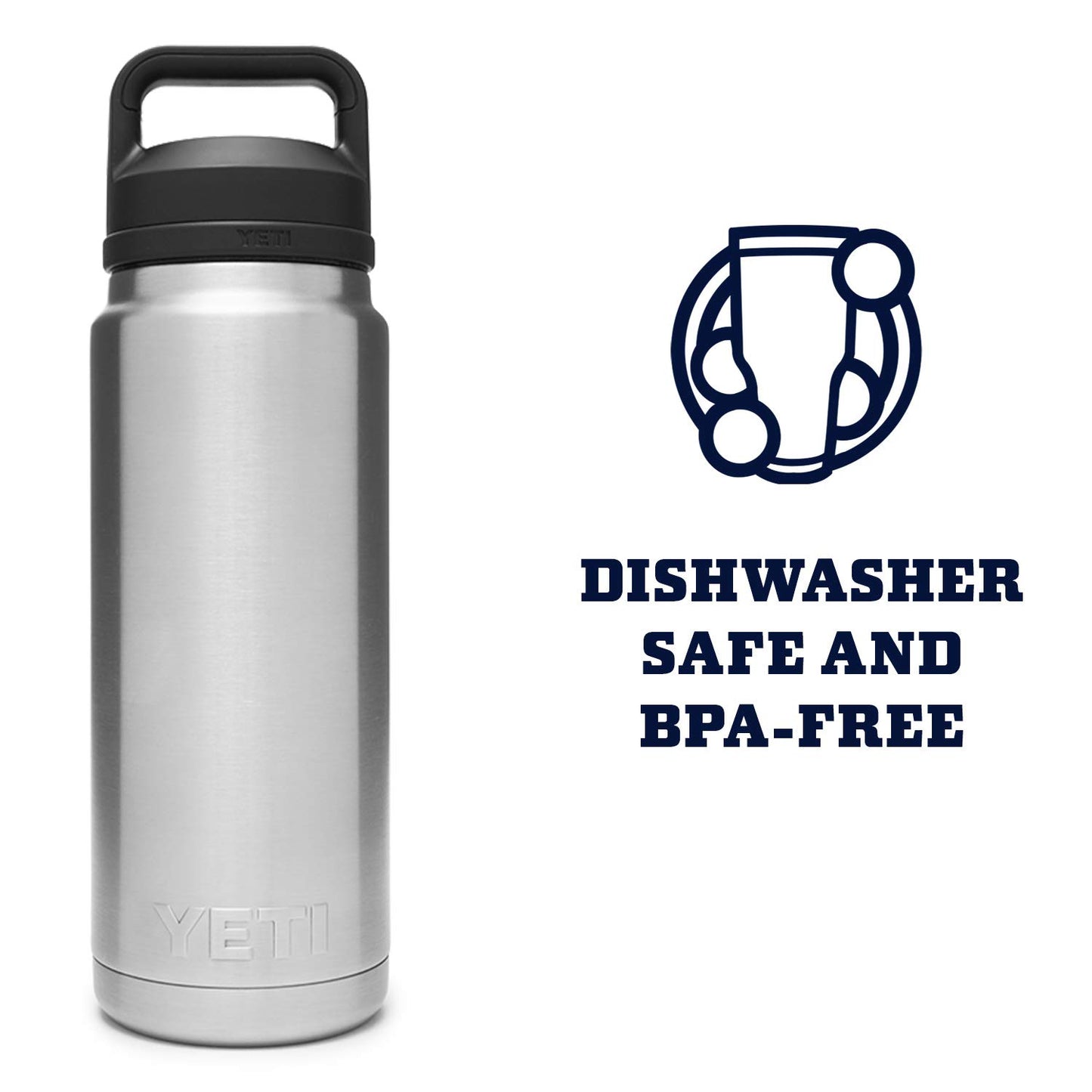 YETI Rambler 26 oz Bottle, Vacuum Insulated, Stainless Steel with Chug Cap, Navy