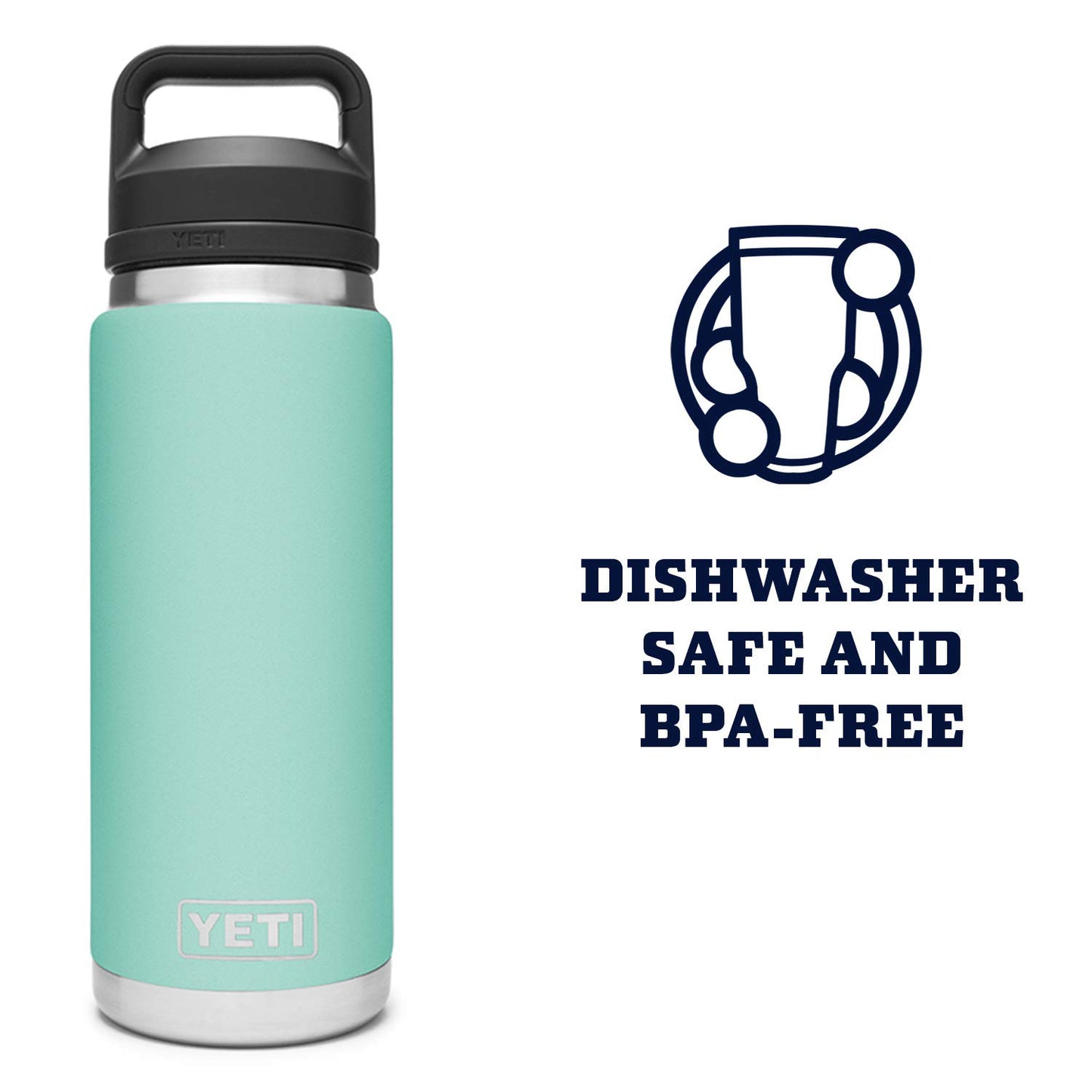 YETI Rambler 26 oz Bottle, Vacuum Insulated, Stainless Steel with Chug Cap, Navy