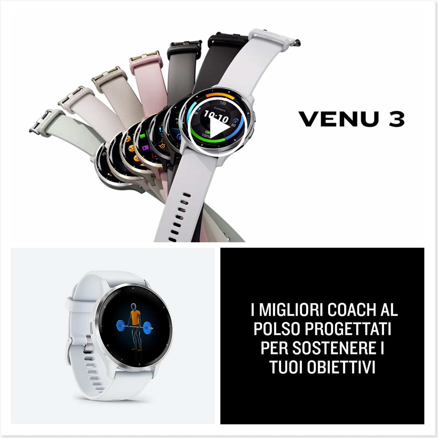 Garmin Venu 3, GPS Smartwatch, AMOLED Display, Advanced Health and Fitness Features, Up to 14 Days of Battery, Whitestone