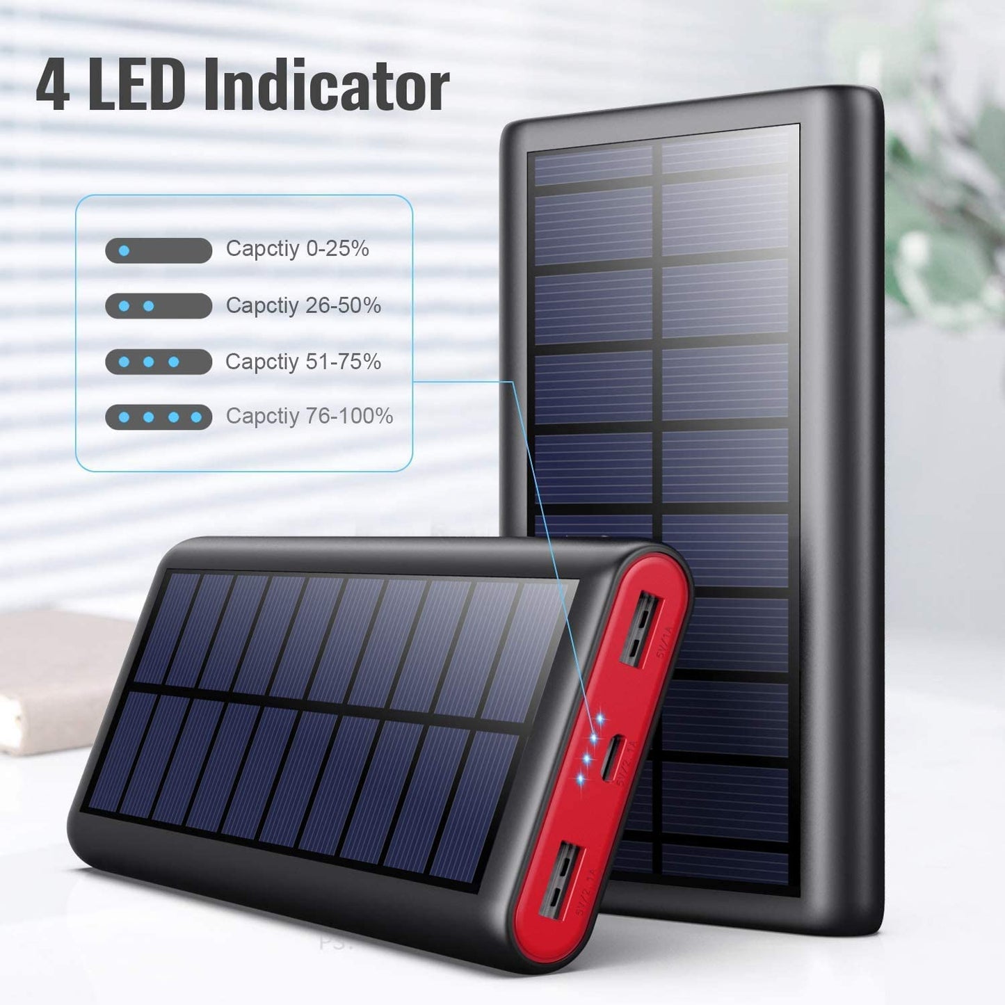 Solar Charger, 26800mAh Solar Power Battery Bank