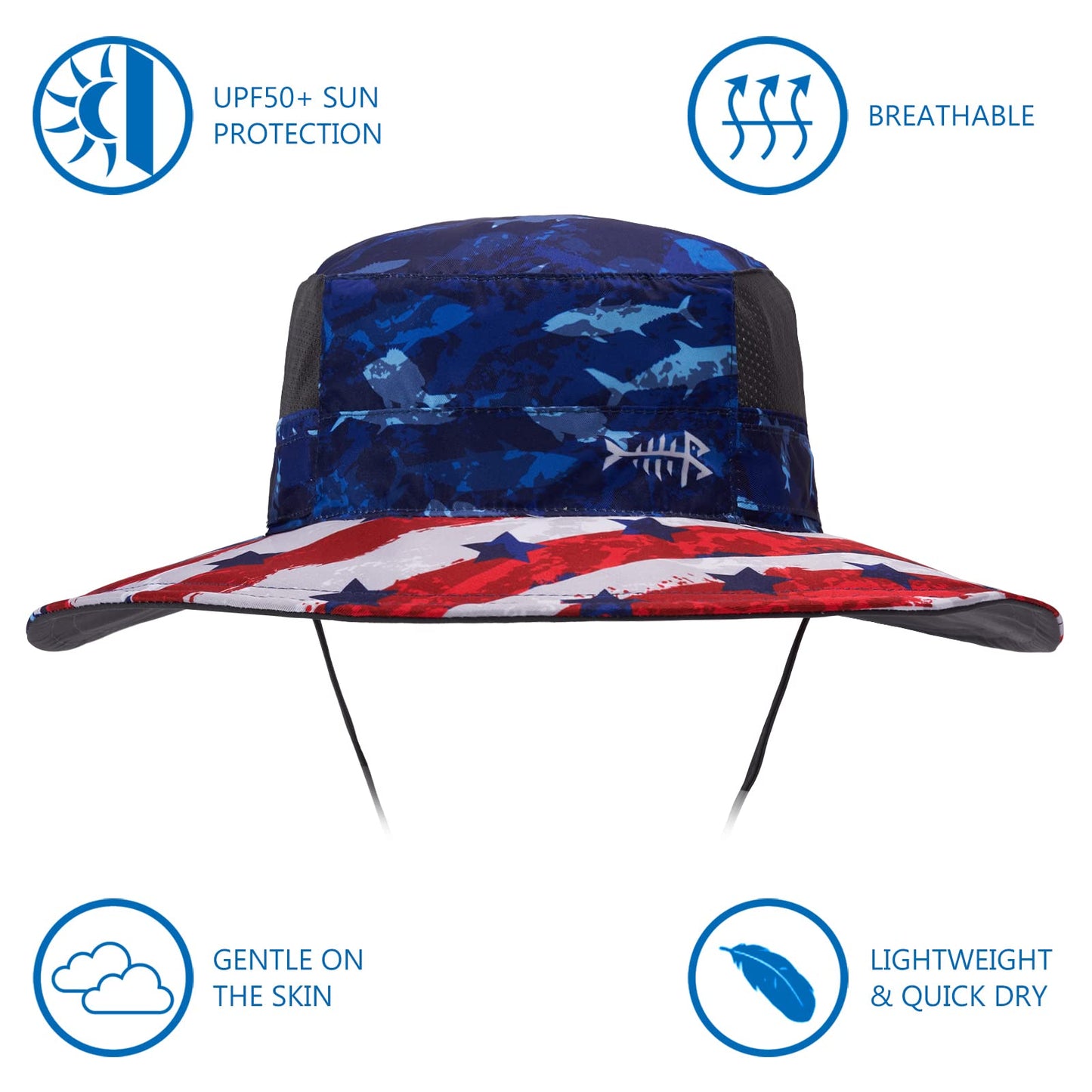 Bassdash UPF 50+ Sun Fishing Hat Water Resistant with Detachable Neck Flap