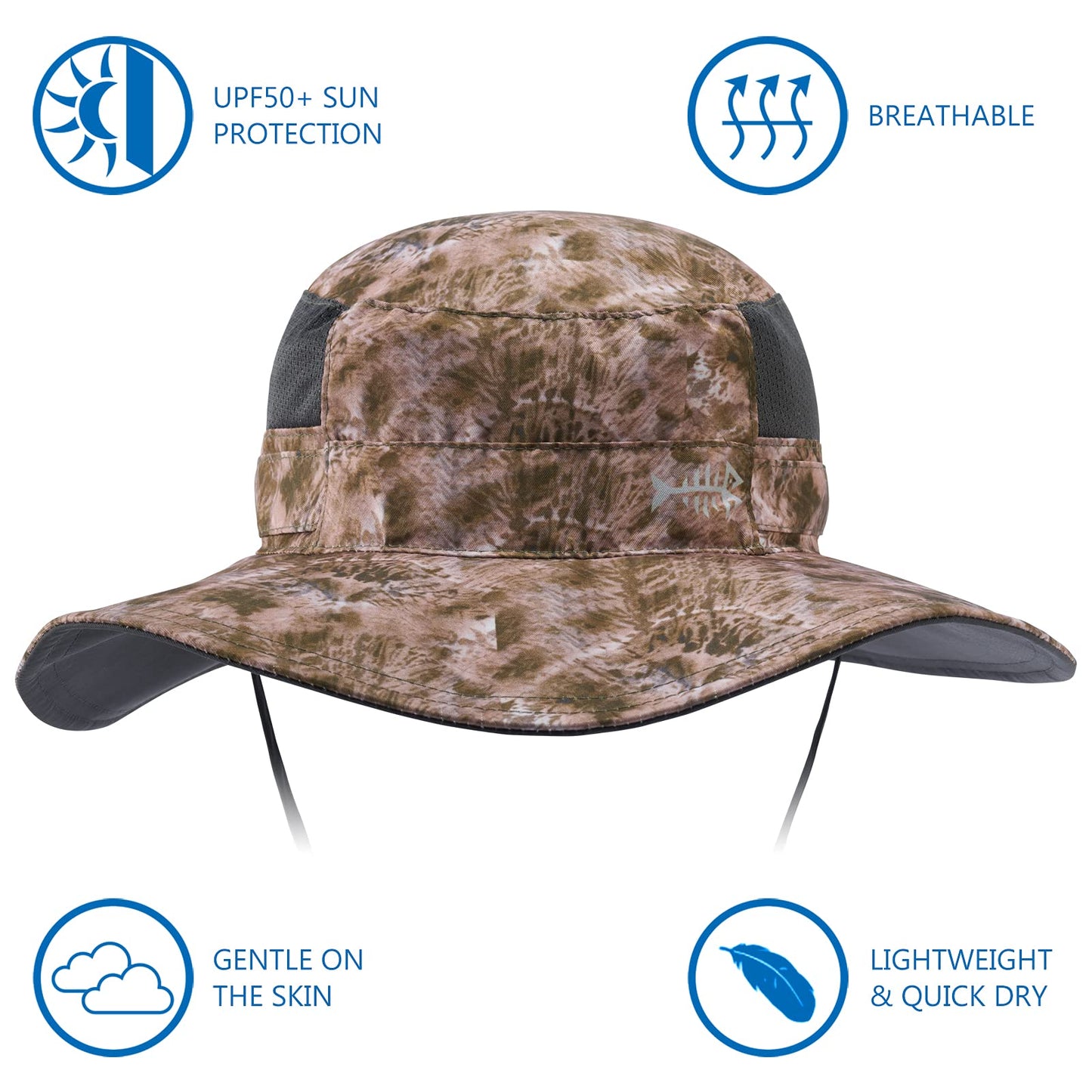 Bassdash UPF 50+ Sun Fishing Hat Water Resistant with Detachable Neck Flap