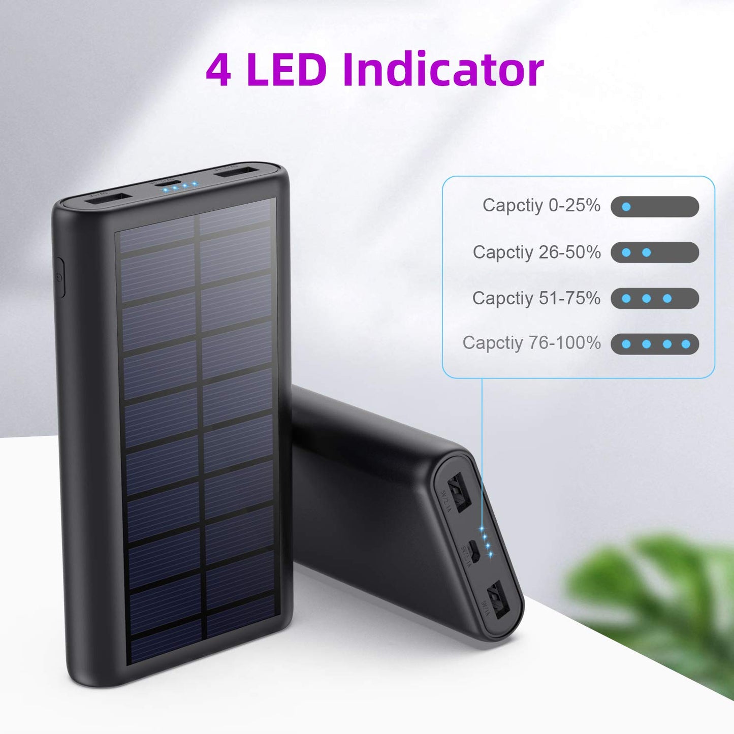 Solar Charger, 26800mAh Solar Power Battery Bank