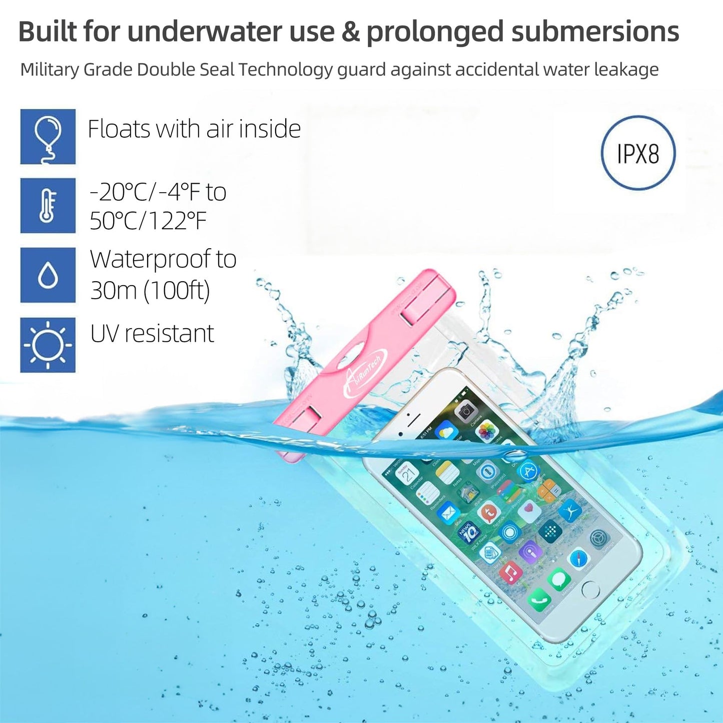 AiRunTech Waterproof Phone Pouch,Waterproof Phone Case for iPhone 16 15 14 13 12 11 Pro Max,Waterproof Bag for Pool Swimming Canoe Kayaking Boating Paddle Board, Beach Camping Essentials Accessories