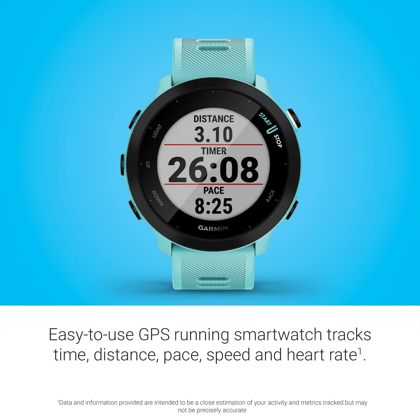 Garmin Forerunner 55, GPS Running Watch with Daily Suggested Workouts, Up to 2 Weeks of Battery Life, White