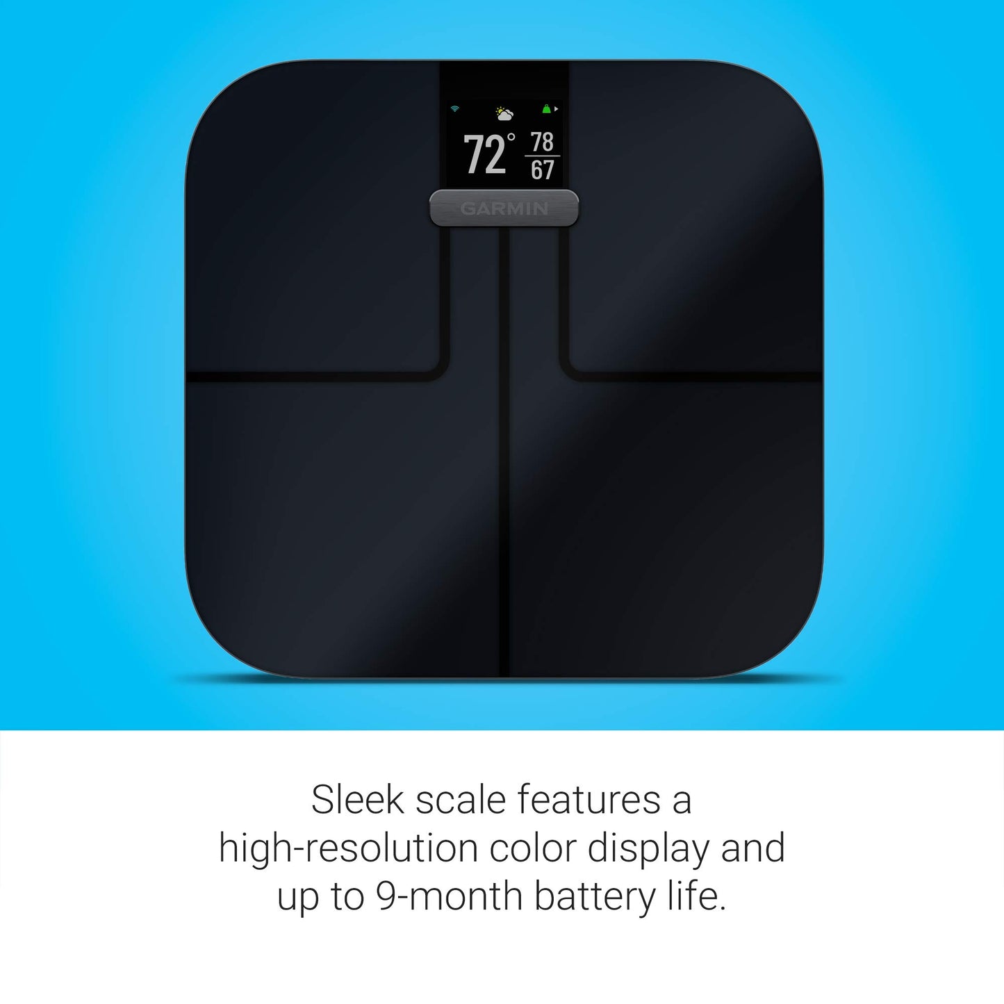 Garmin Index S2, Smart Scale with Wireless Connectivity, Measure Body Fat, Muscle, Bone Mass, Body Water% and More, Black