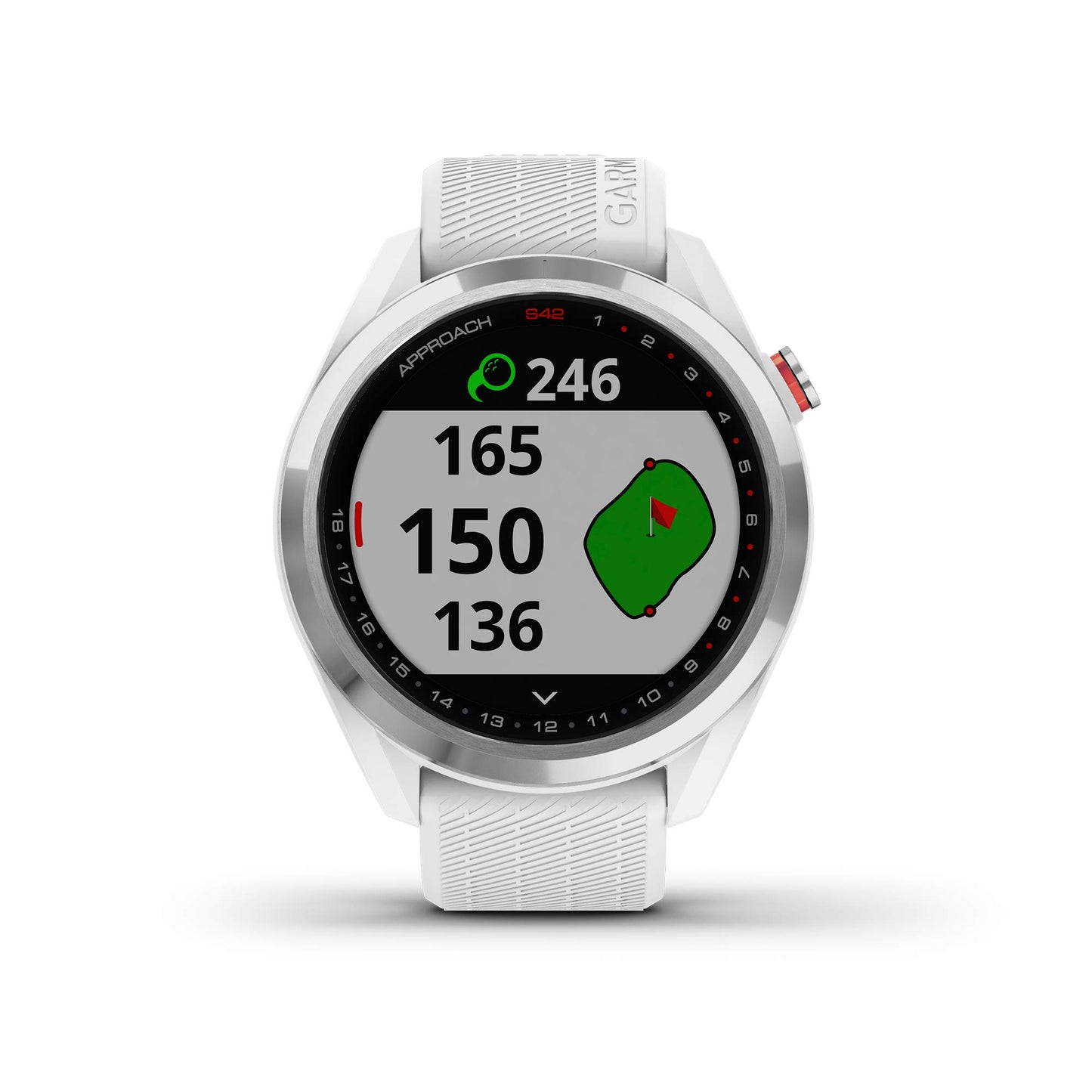 Garmin Approach S42, GPS Golf Smartwatch, Lightweight with 1.2" Touchscreen, 42k+ Preloaded Courses, Gunmetal Ceramic Bezel and Black Silicone Band, 010-02572-10