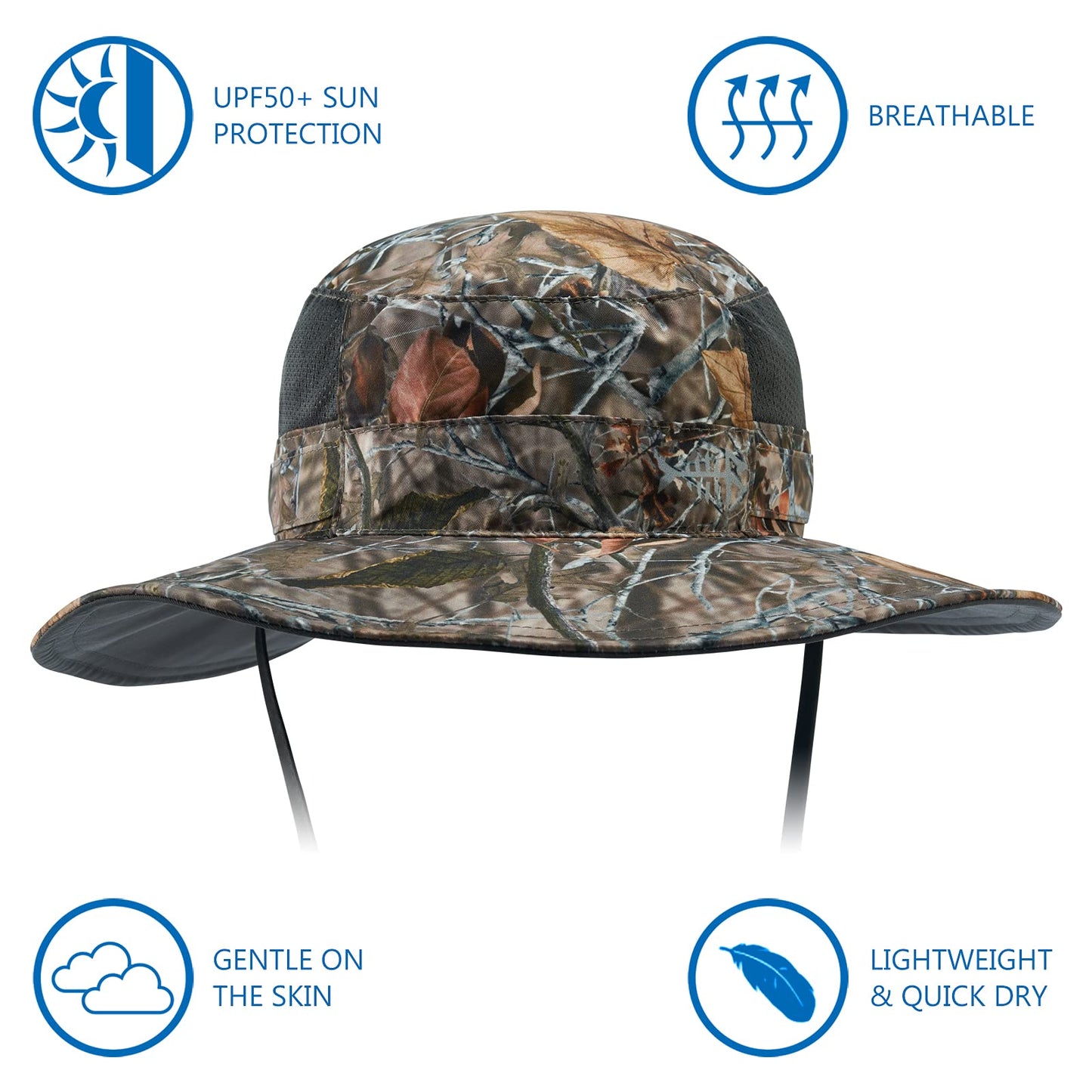 Bassdash UPF 50+ Sun Fishing Hat Water Resistant with Detachable Neck Flap