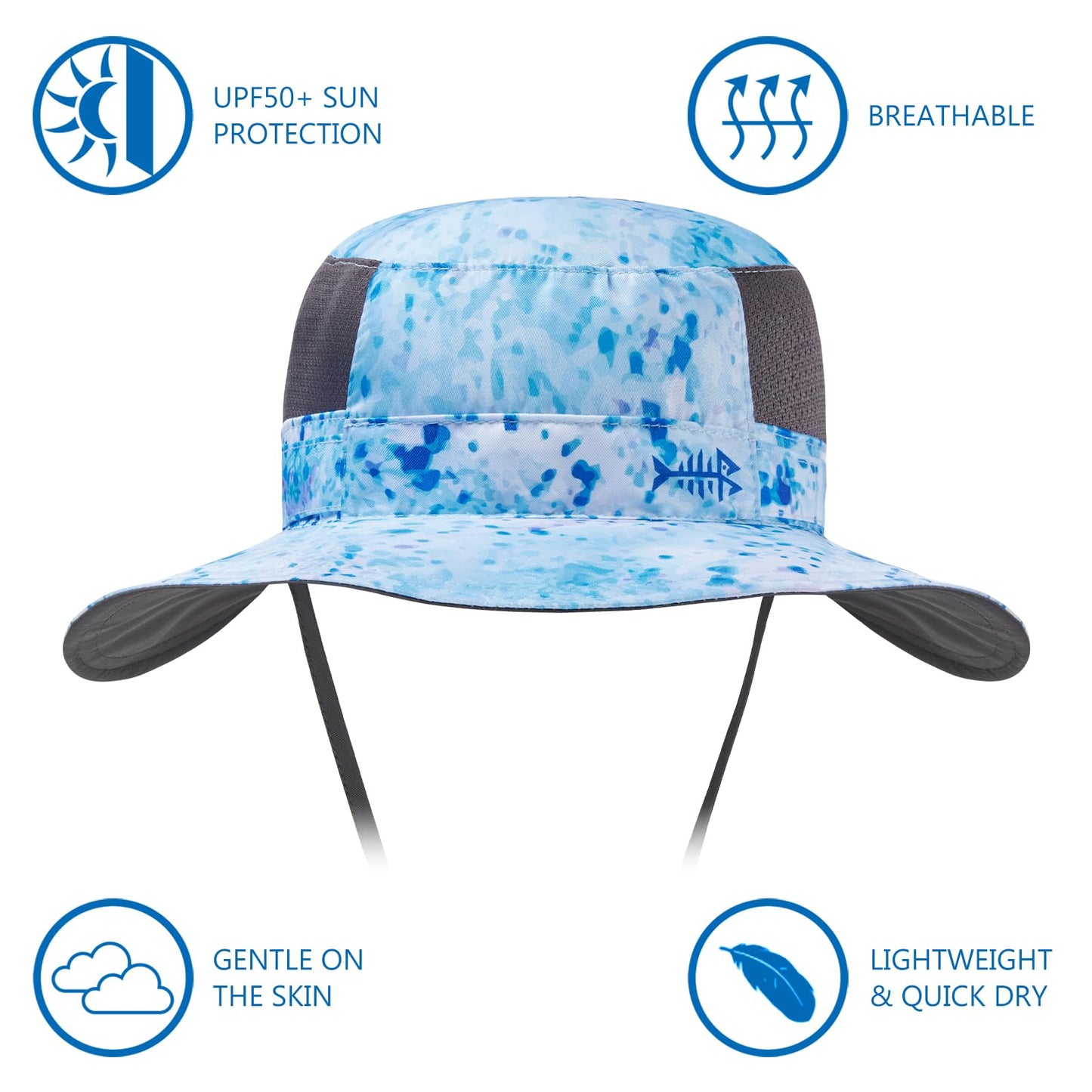 Bassdash UPF 50+ Sun Fishing Hat Water Resistant with Detachable Neck Flap