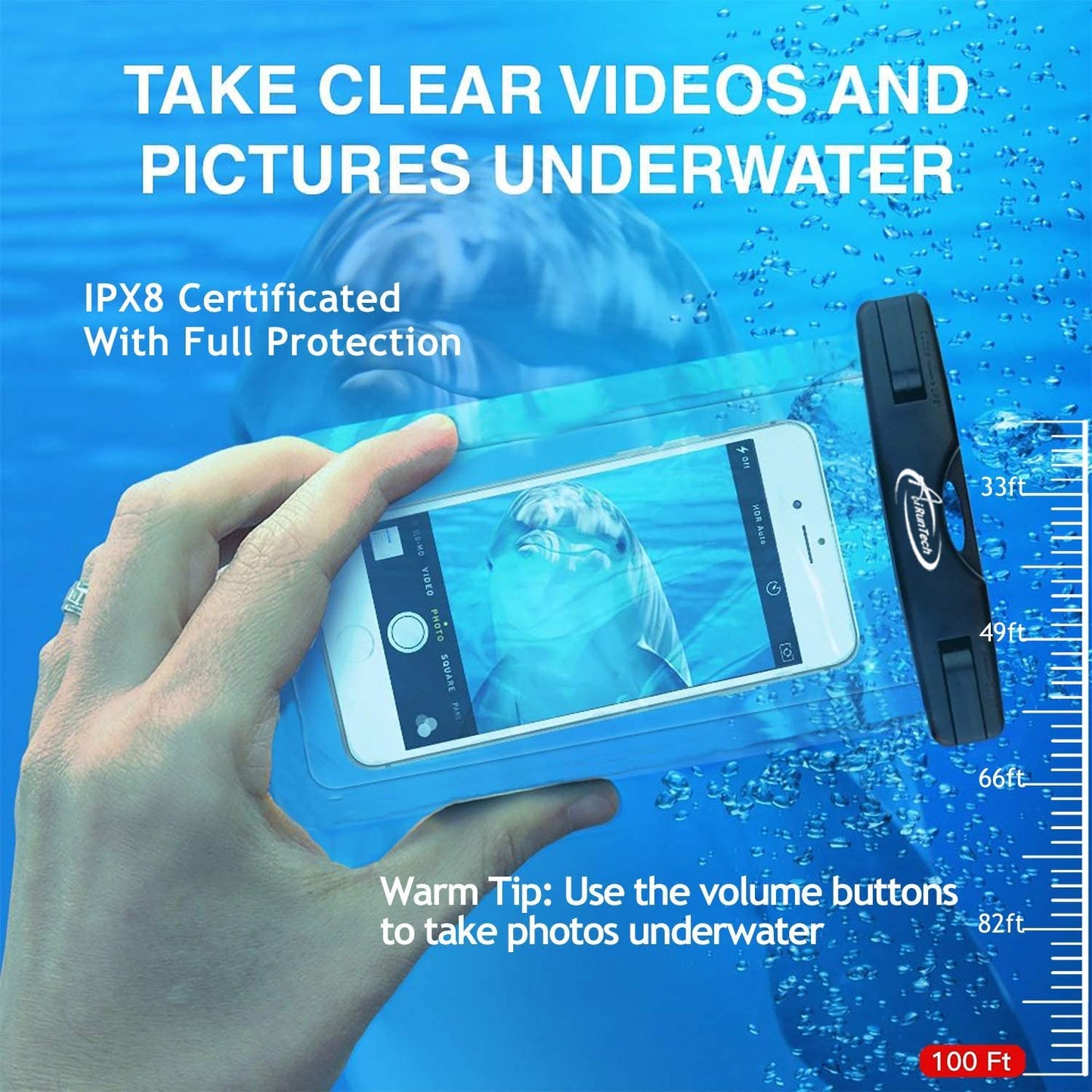 AiRunTech Waterproof Phone Pouch,Waterproof Phone Case for iPhone 16 15 14 13 12 11 Pro Max,Waterproof Bag for Pool Swimming Canoe Kayaking Boating Paddle Board, Beach Camping Essentials Accessories