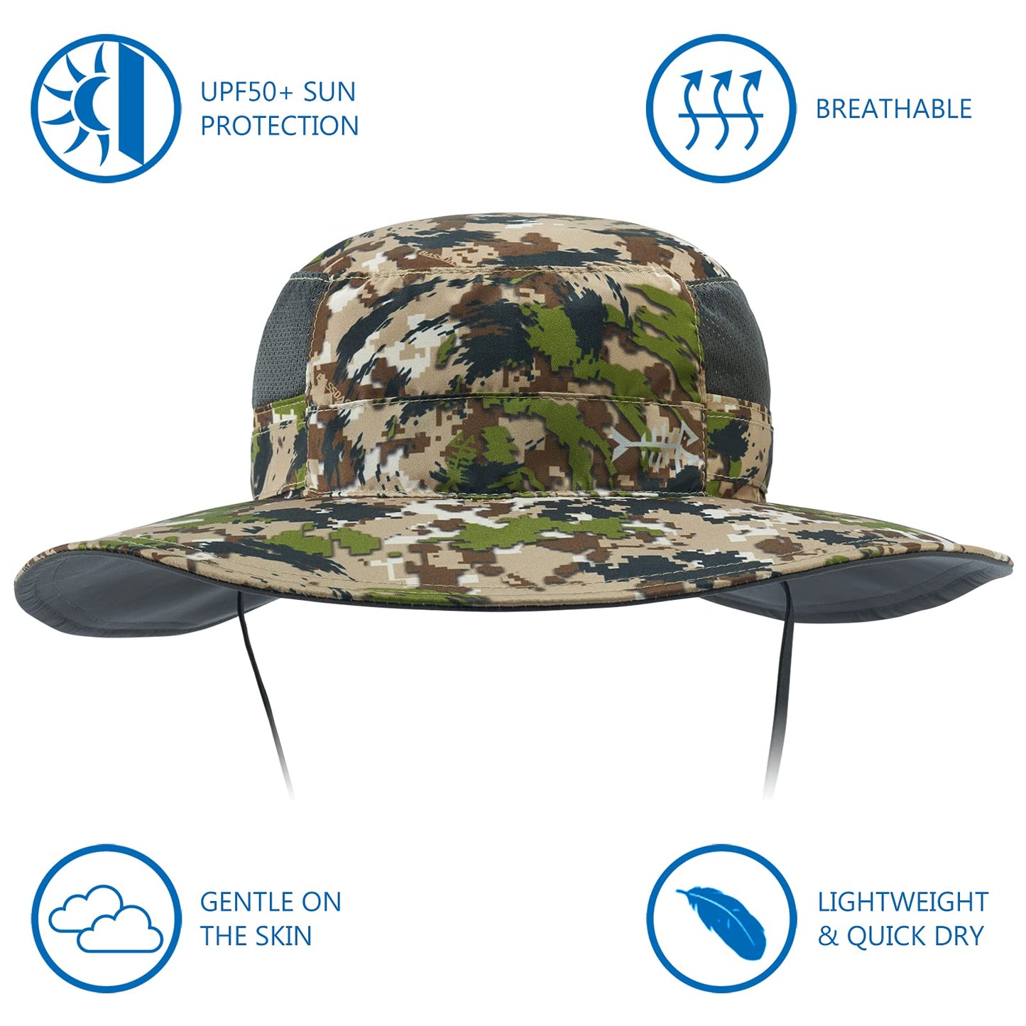 Bassdash UPF 50+ Sun Fishing Hat Water Resistant with Detachable Neck Flap