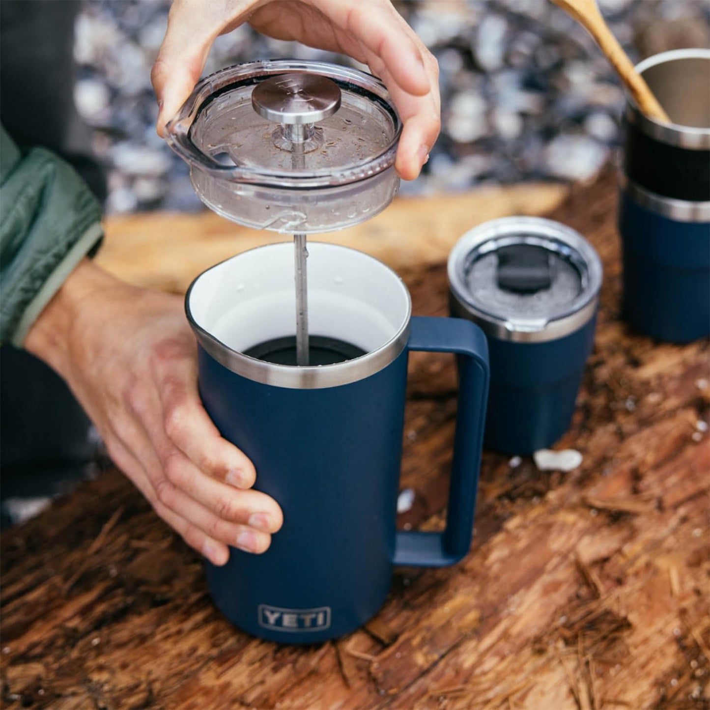 YETI Rambler 34 oz. French Press Coffee Maker, Big Wave Blue