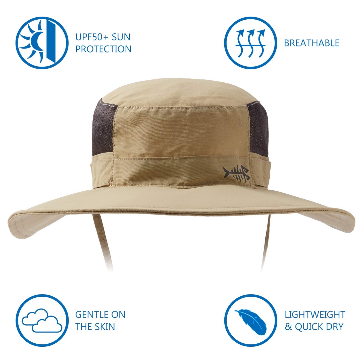 Bassdash UPF 50+ Sun Fishing Hat Water Resistant with Detachable Neck Flap