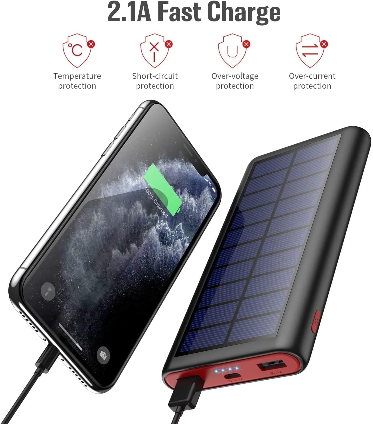 Solar Charger, 26800mAh Solar Power Battery Bank