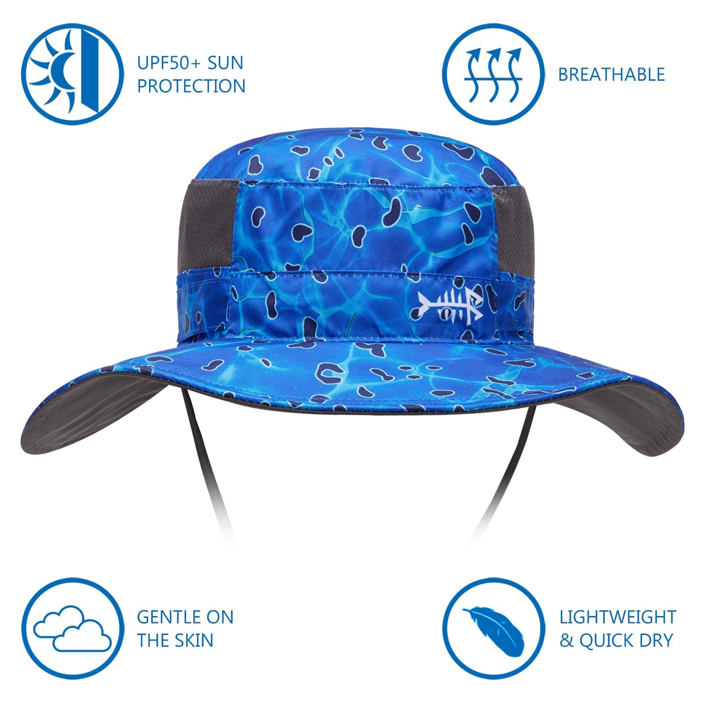 Bassdash UPF 50+ Sun Fishing Hat Water Resistant with Detachable Neck Flap