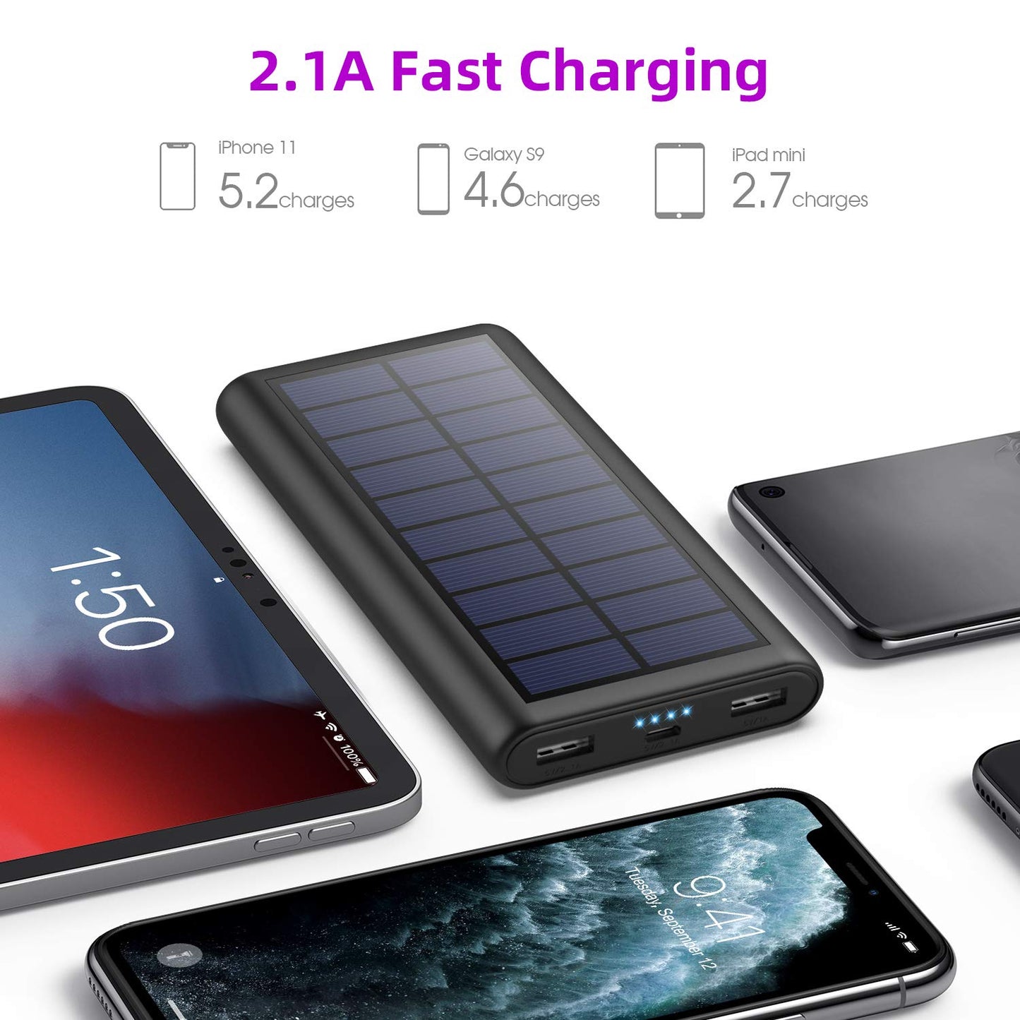 Solar Charger, 26800mAh Solar Power Battery Bank