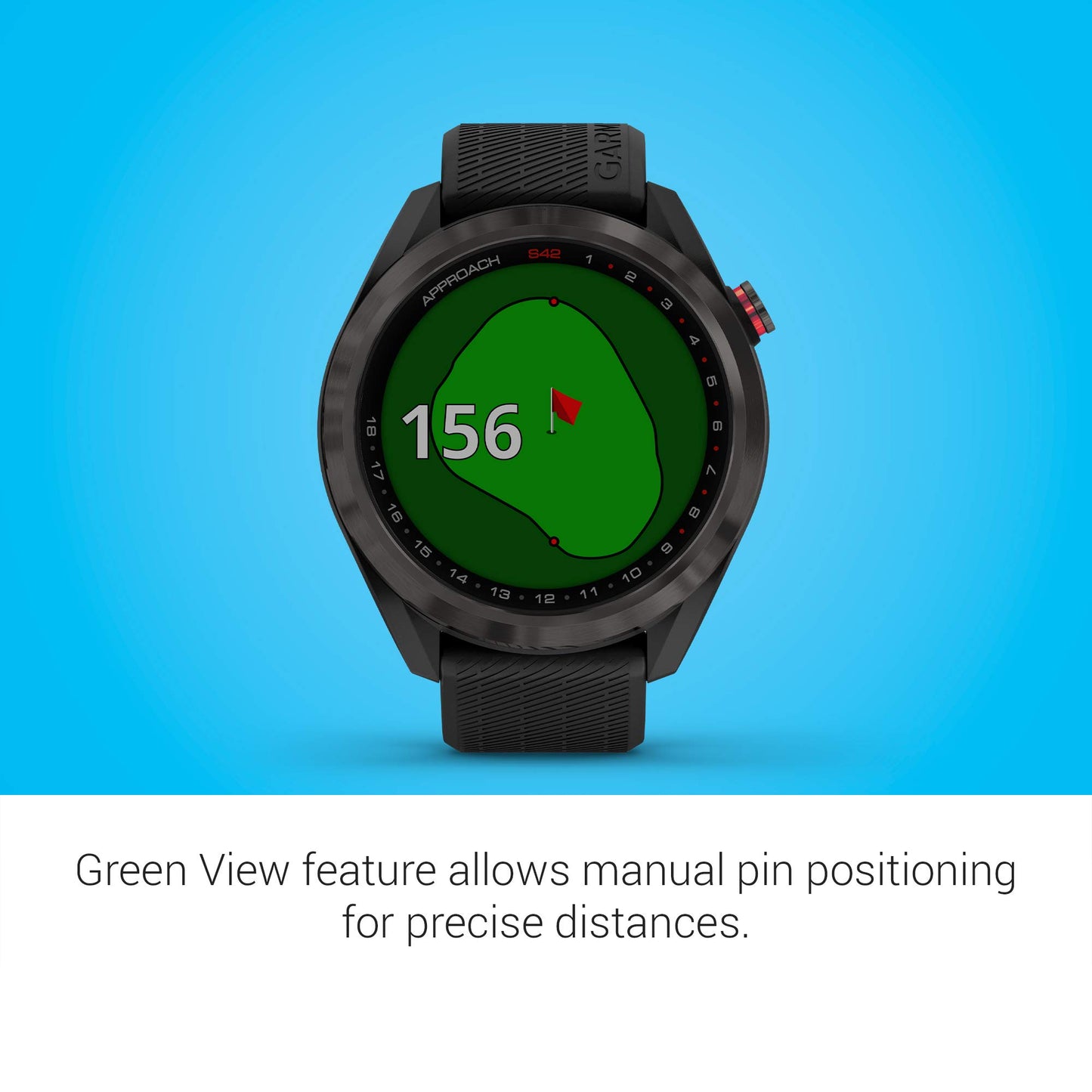 Garmin Approach S42, GPS Golf Smartwatch, Lightweight with 1.2" Touchscreen, 42k+ Preloaded Courses, Gunmetal Ceramic Bezel and Black Silicone Band, 010-02572-10