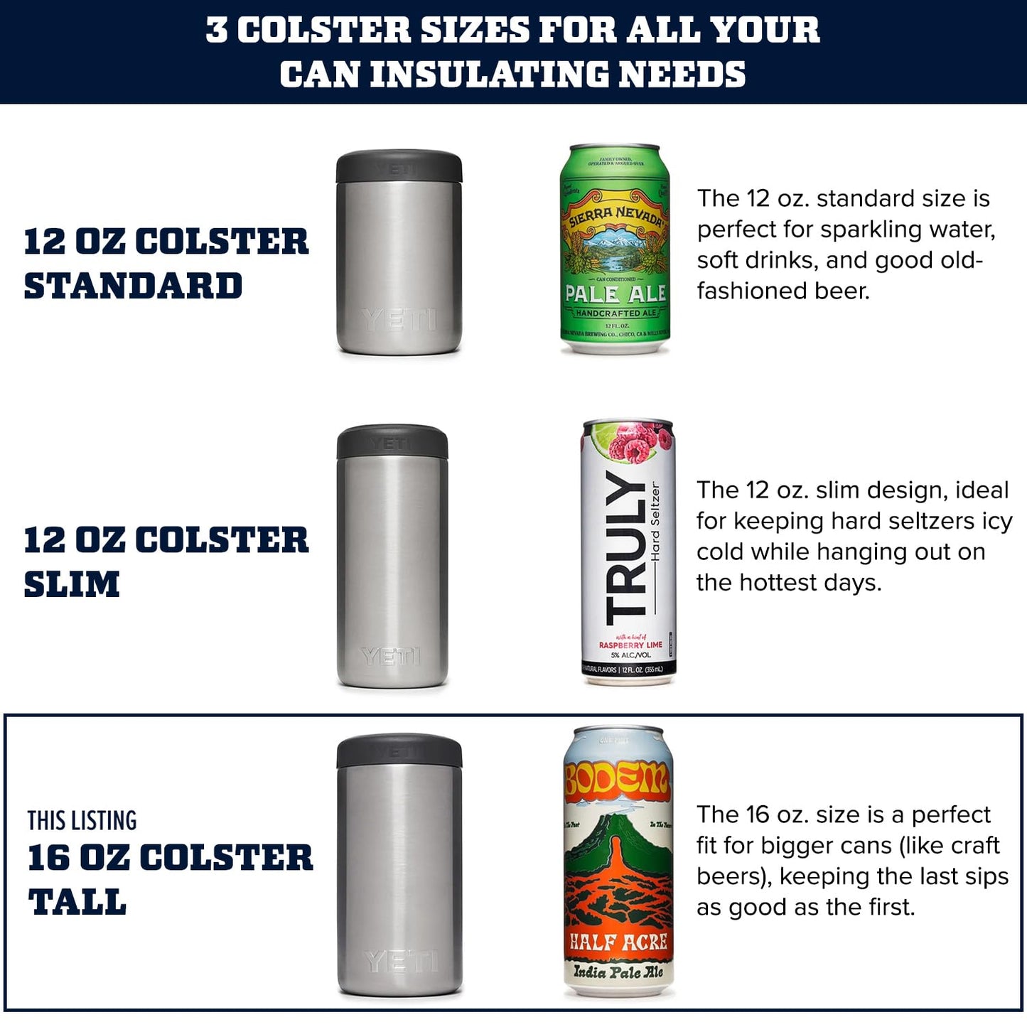 YETI Rambler 16 oz. Colster Tall Can Insulator for Tallboys & 16 oz. Cans, Alpine Yellow