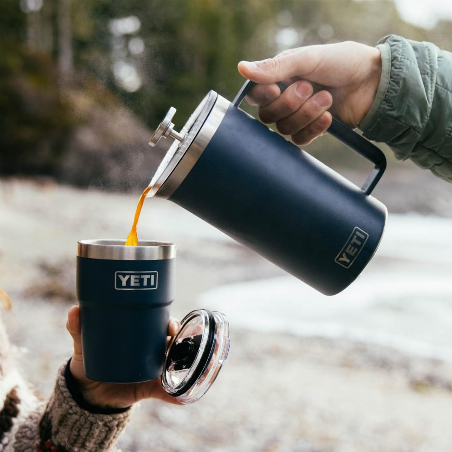 YETI Rambler 34 oz. French Press Coffee Maker, Big Wave Blue