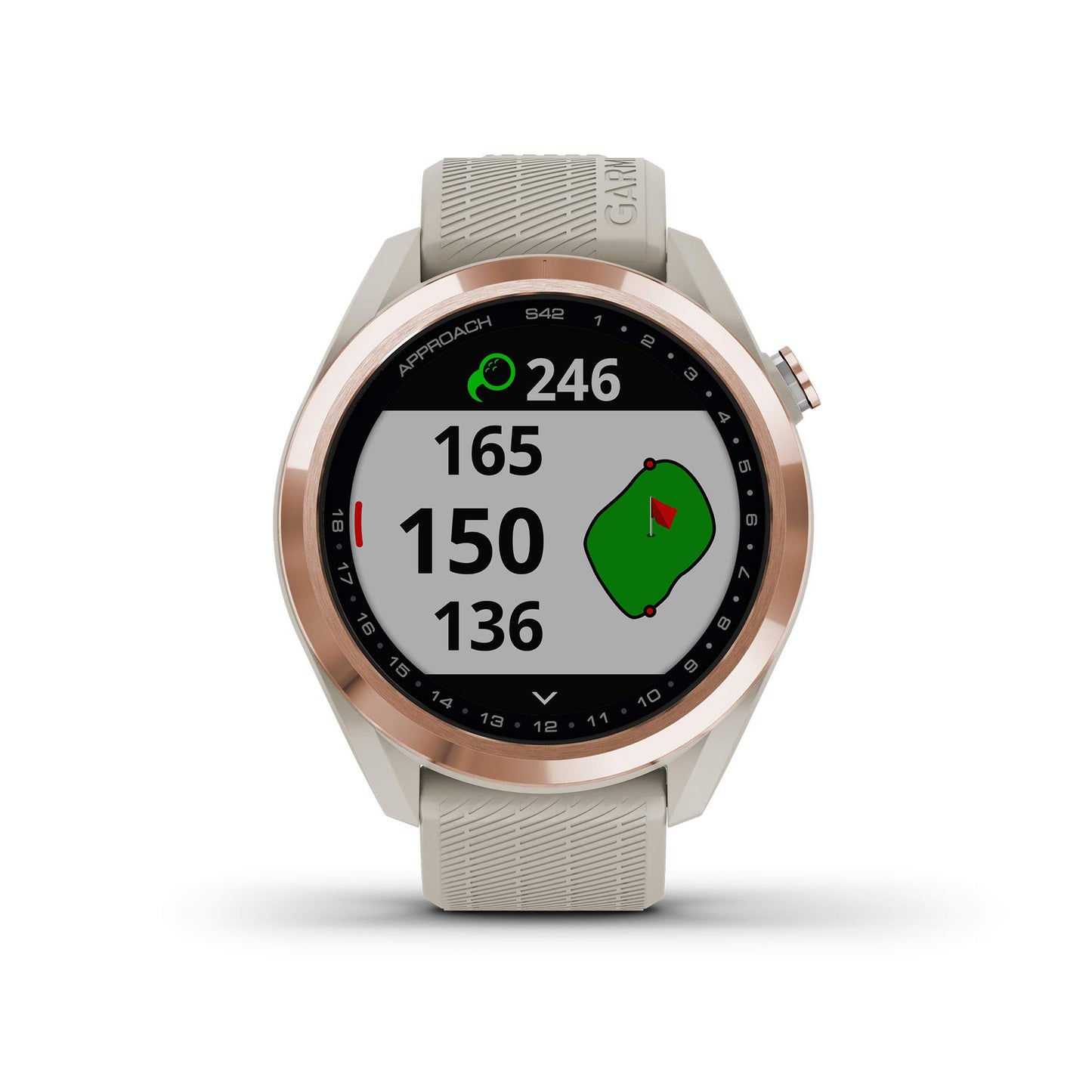 Garmin Approach S42, GPS Golf Smartwatch, Lightweight with 1.2" Touchscreen, 42k+ Preloaded Courses, Gunmetal Ceramic Bezel and Black Silicone Band, 010-02572-10