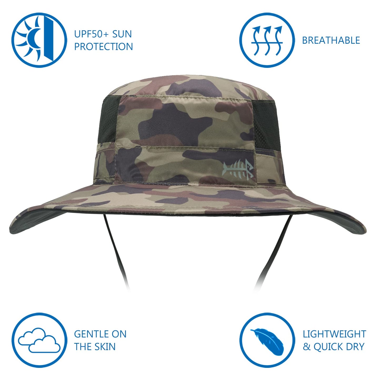 Bassdash UPF 50+ Sun Fishing Hat Water Resistant with Detachable Neck Flap