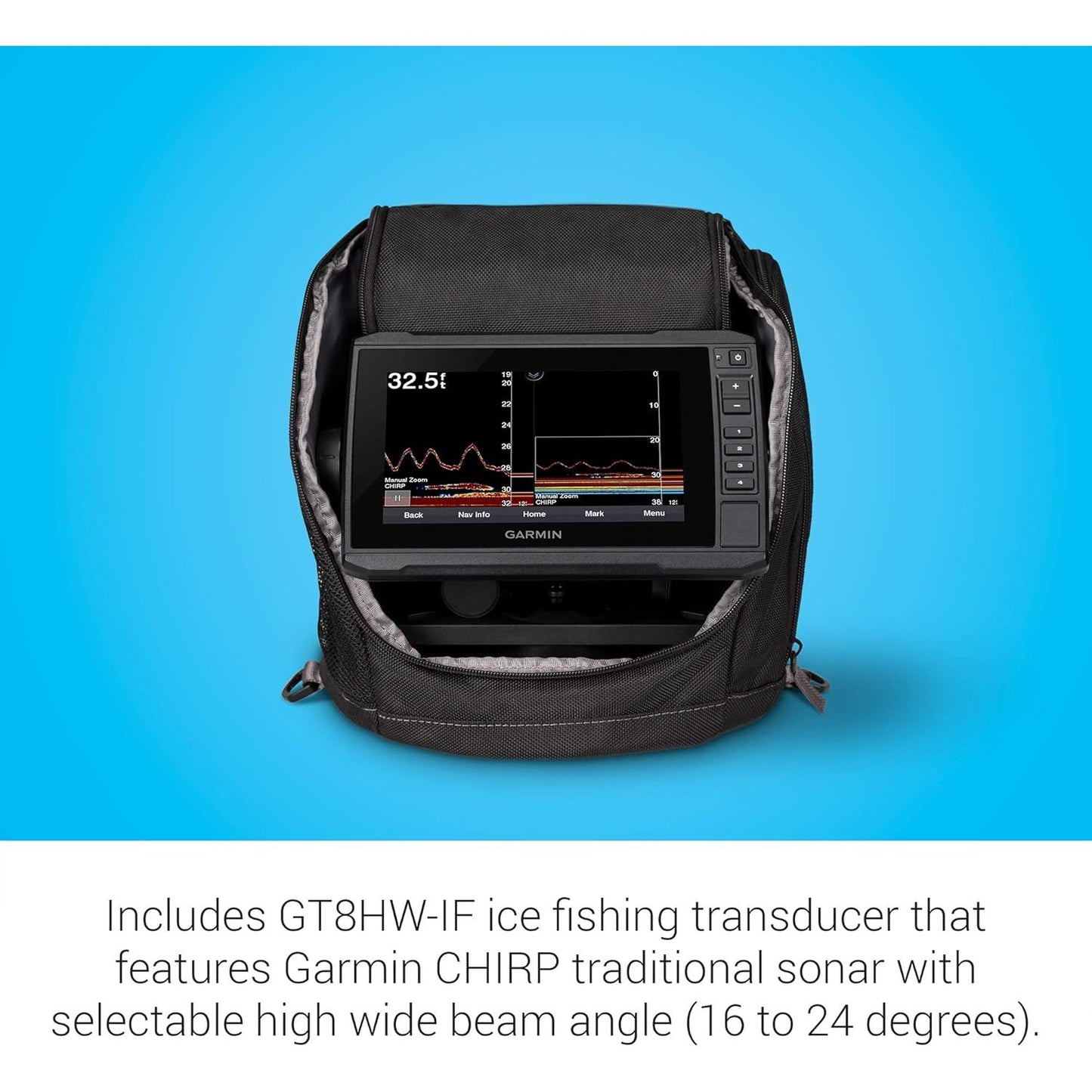 Garmin ECHOMAP UHD 73cv Ice Fishing Bundle, Includes ECHOMAP UHD 73cv Combo and GT10HN-IF Transducer